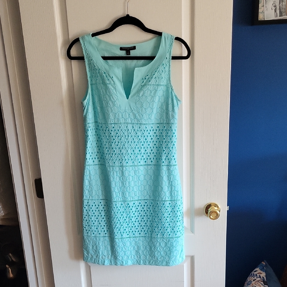 Banana Republic Factory Cotton Eyelet Dress, Mint Color, Size 6